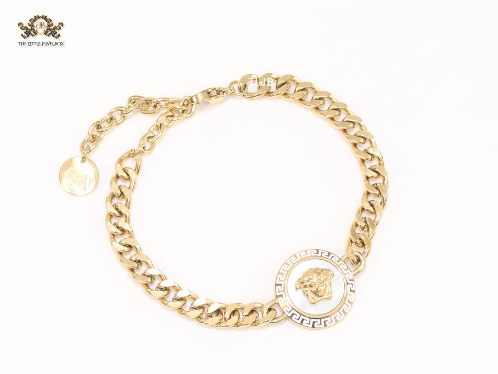 White medusa link chain bracelet