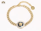 Black medusa link chain bracelet