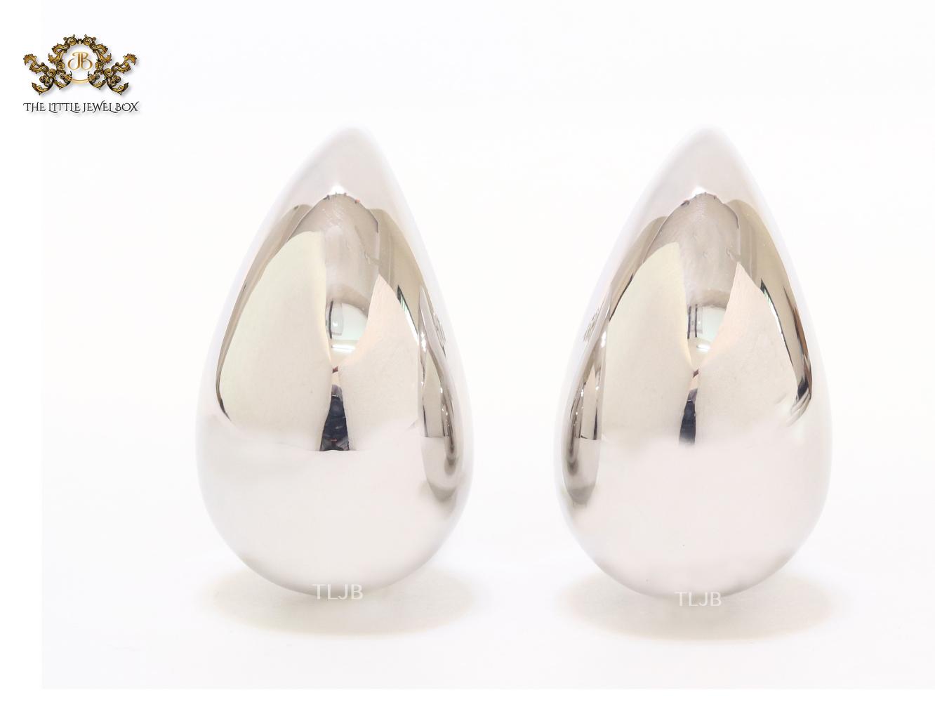 Teardrop platinum studs - Large 42mm