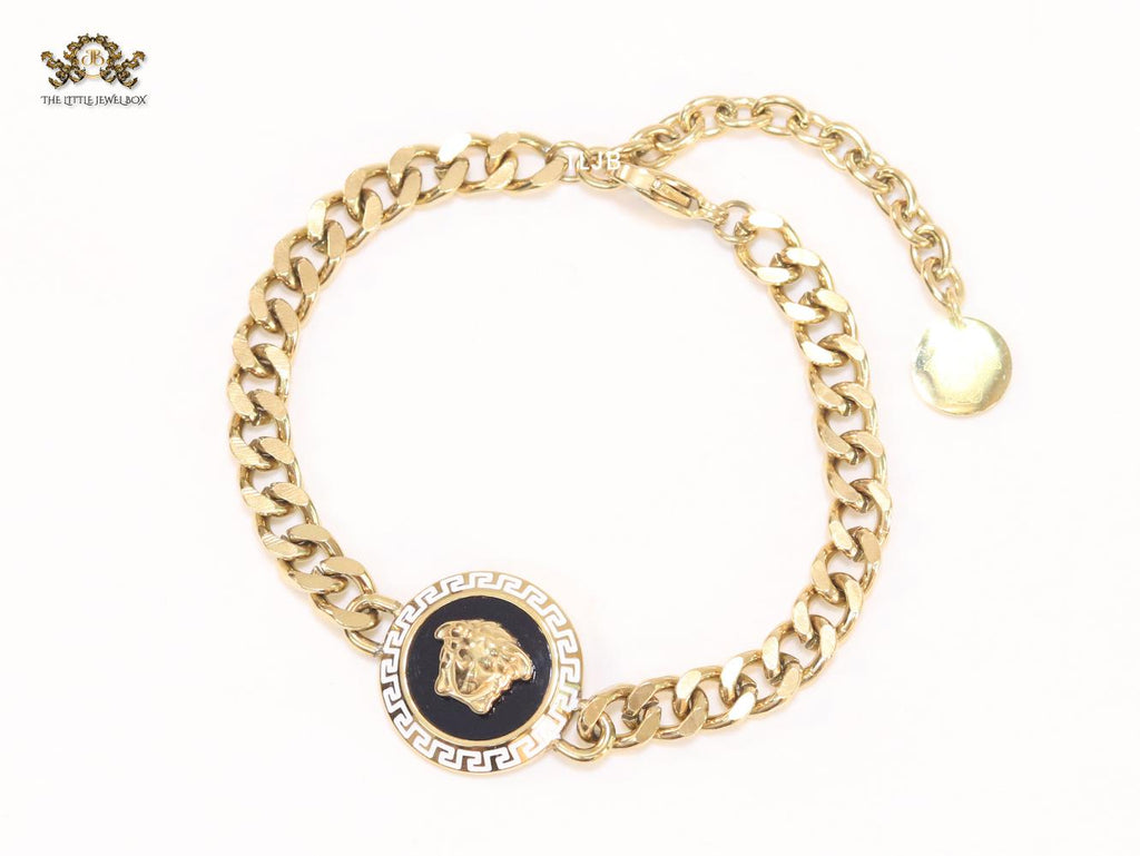 Black medusa link chain bracelet