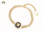 Black medusa link chain bracelet
