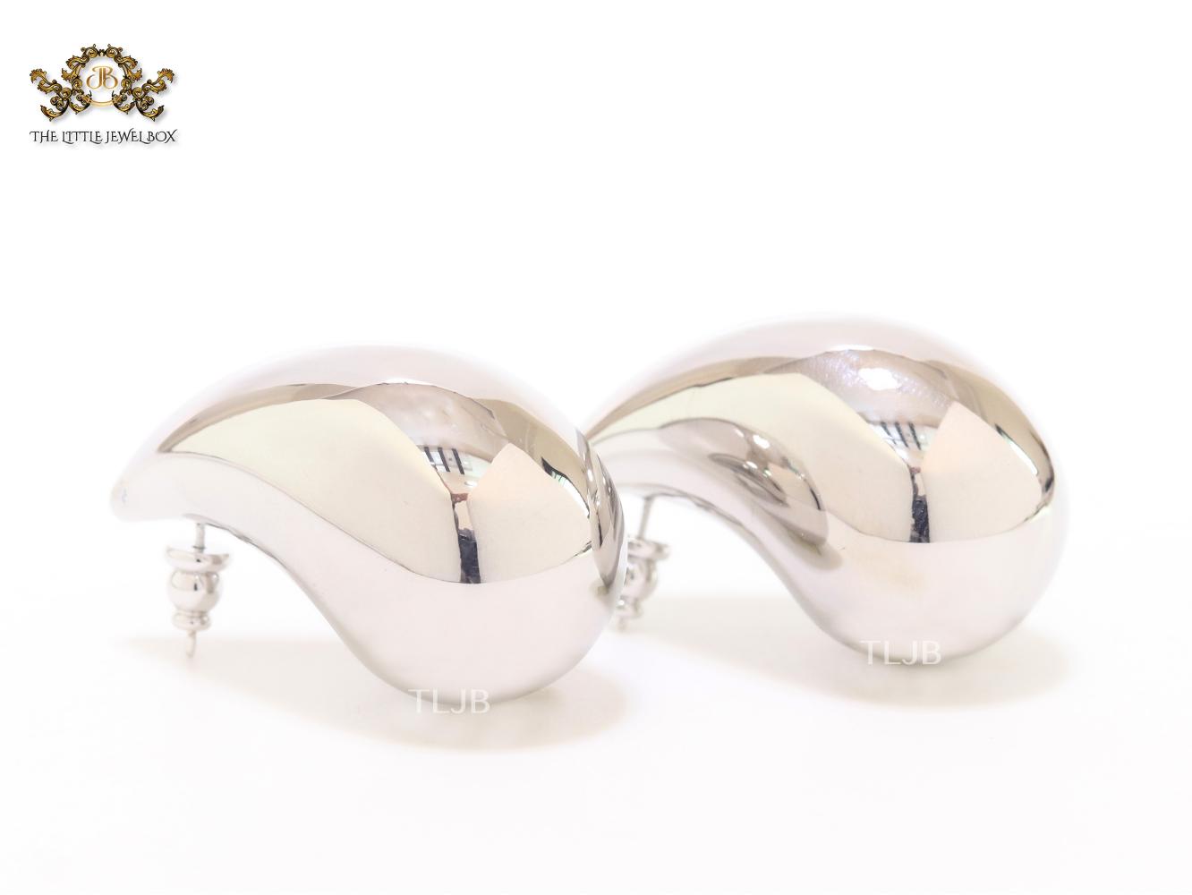 Teardrop platinum studs - Large 42mm