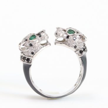 Two face panther platinum ring
