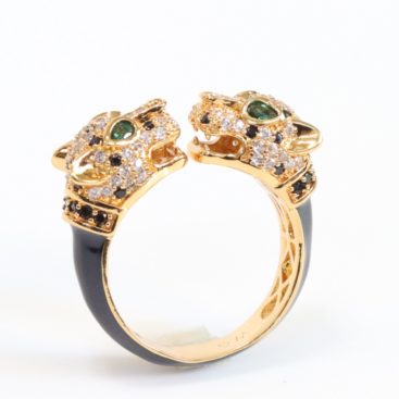 Two face panther gold ring