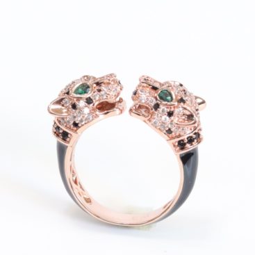 Two face panther rose gold  ring