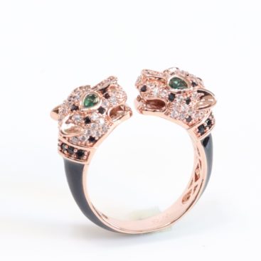 Two face panther rose gold  ring