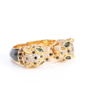 Two face panther gold ring
