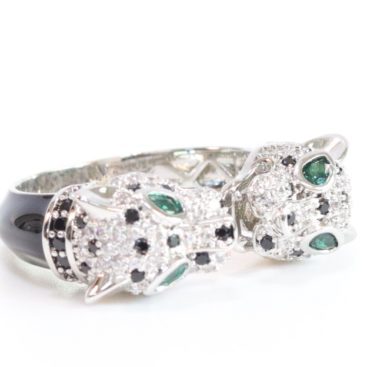 Two face panther platinum ring