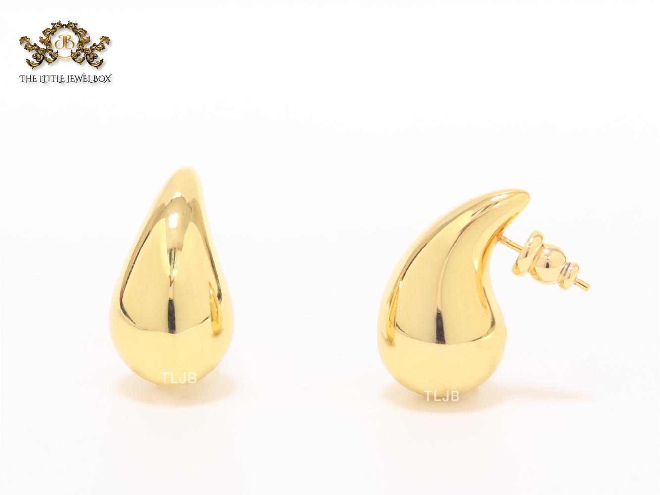 Teardrop gold studs - small 25mm