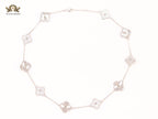 Silver plated clover and cz sleek chain