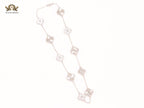 Silver plated clover and cz sleek chain