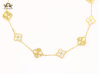 Gold clover and cz sleek chain