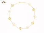 Gold clover and cz sleek chain