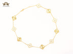 Gold clover and cz sleek chain