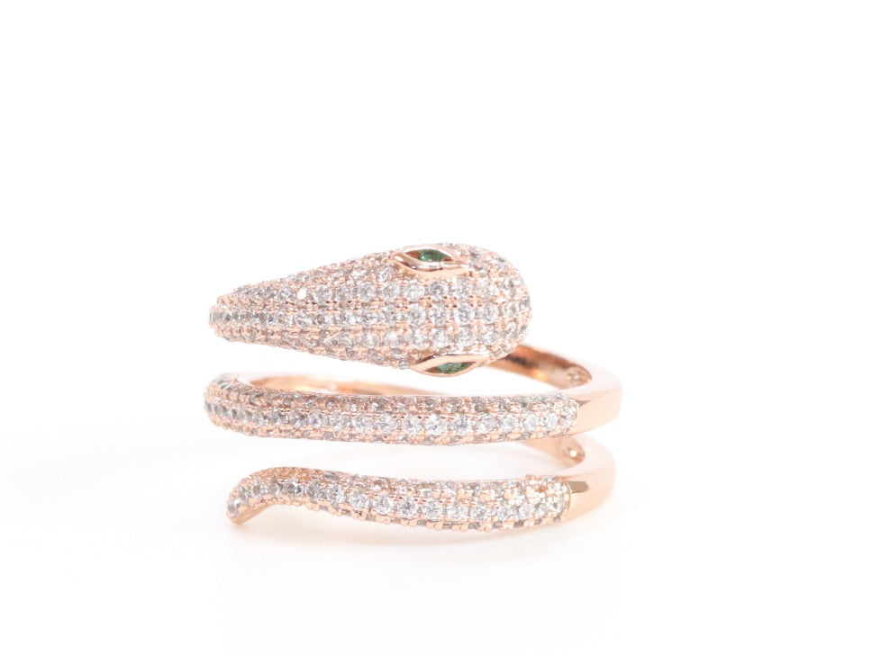 3 layer rose gold snake wrap ring