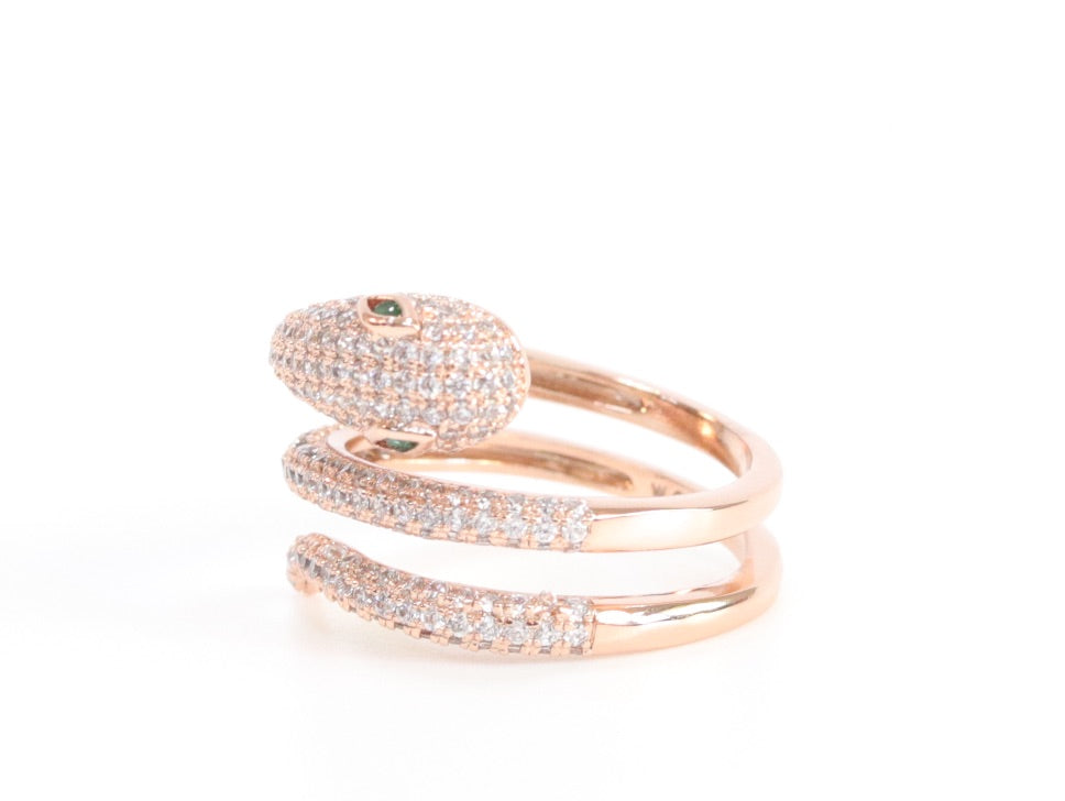 3 layer rose gold snake wrap ring