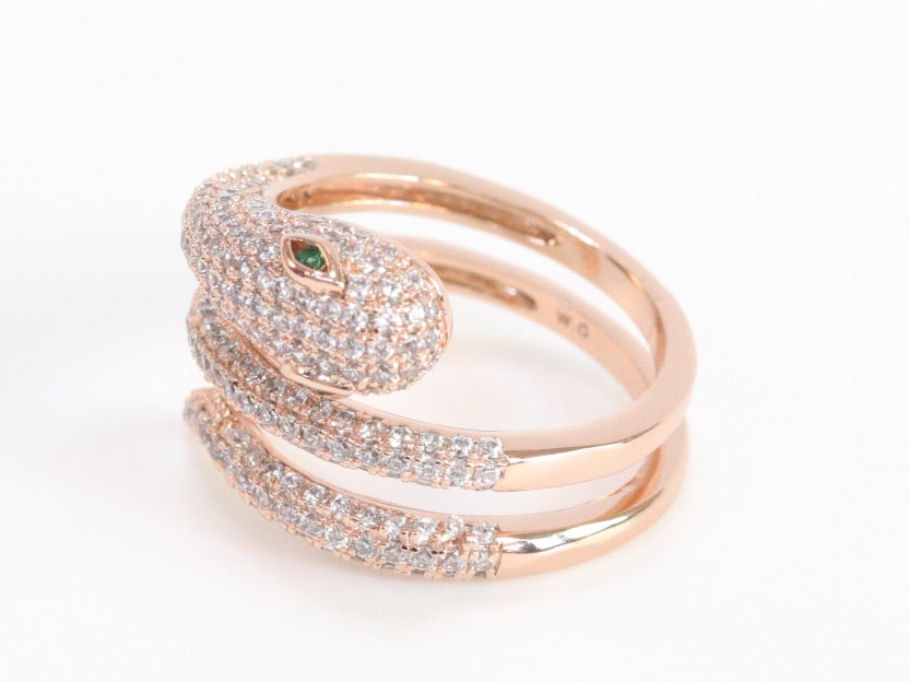 3 layer rose gold snake wrap ring