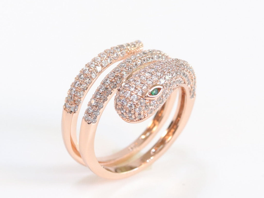 3 layer rose gold snake wrap ring