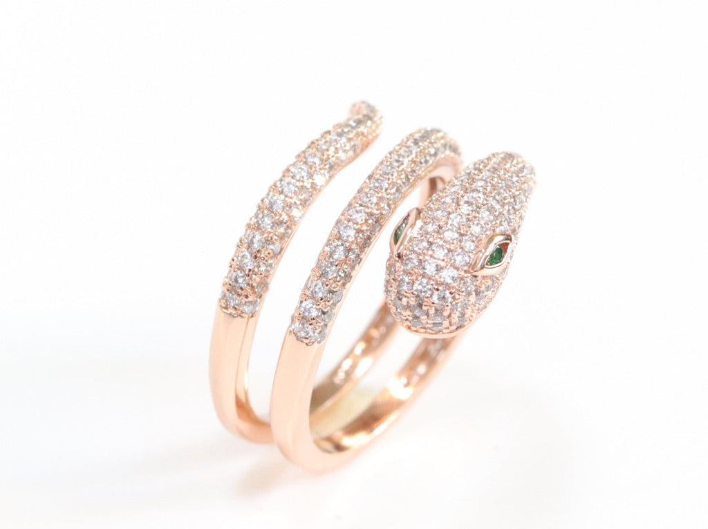 3 layer rose gold snake wrap ring
