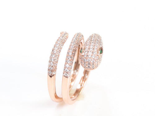 3 layer rose gold snake wrap ring
