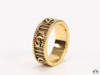 Double G ring band in antique gold finish