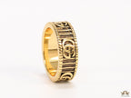 Double G ring band in antique gold finish