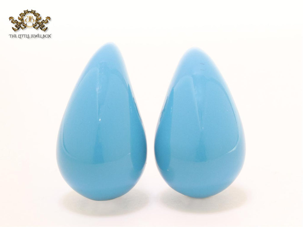 Teardrop blue enamel studs