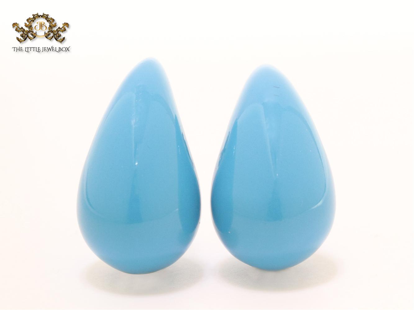 Teardrop blue enamel studs