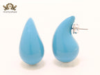 Teardrop blue enamel studs