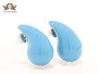 Teardrop blue enamel studs