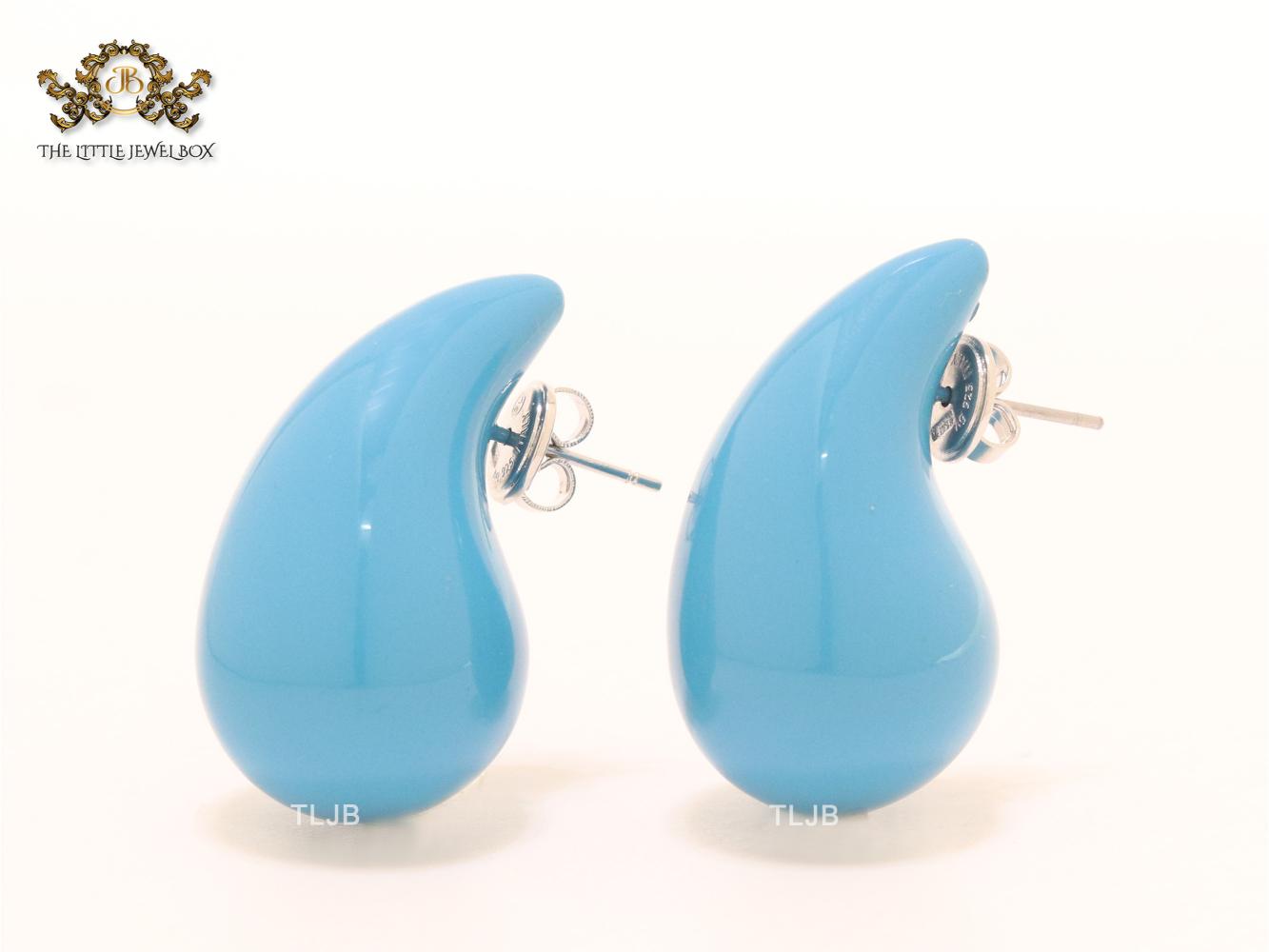 Teardrop blue enamel studs