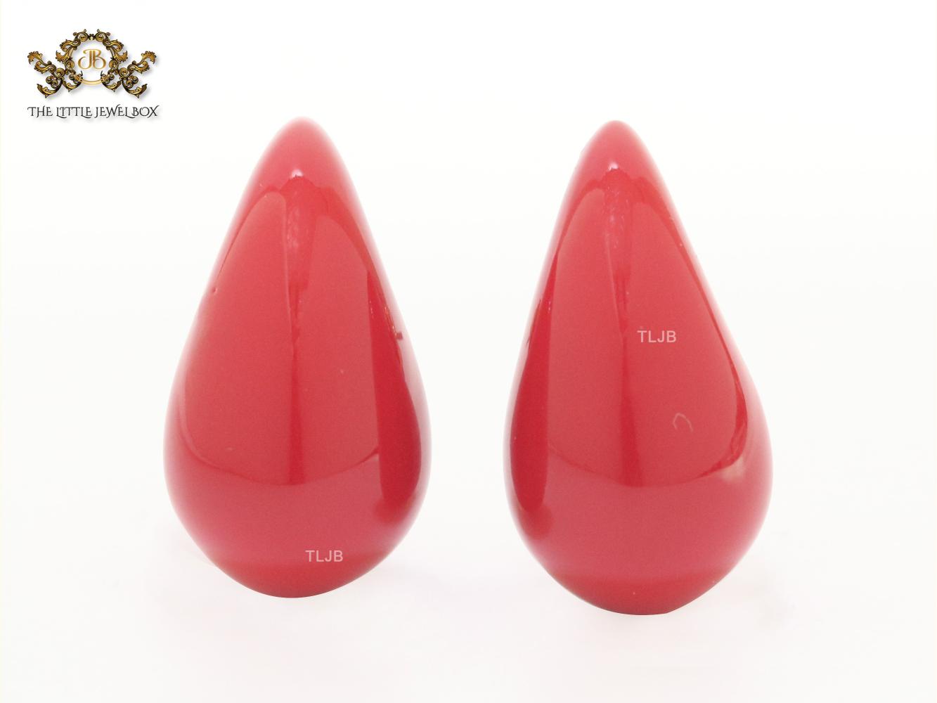 Teardrop red enamel studs