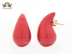 Teardrop red enamel studs