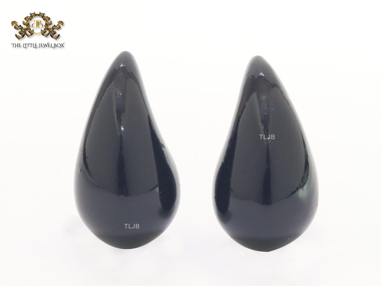 Teardrop black enamel studs