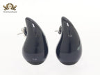 Teardrop black enamel studs