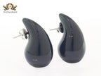 Teardrop black enamel studs