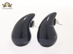 Teardrop black enamel studs