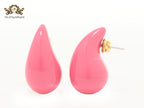 Teardrop pink enamel studs