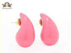 Teardrop pink enamel studs