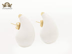 Teardrop white enamel studs