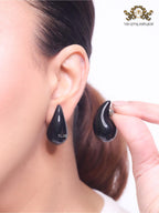Teardrop black enamel studs