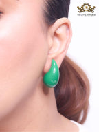 Teardrop green enamel studs