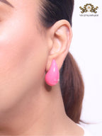 Teardrop pink enamel studs