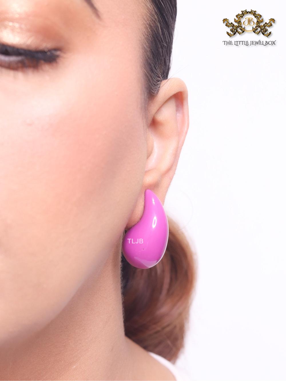 Teardrop purple enamel studs