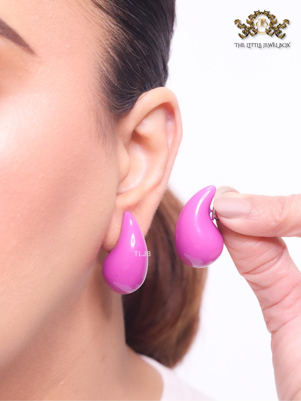Teardrop purple enamel studs