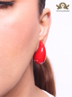 Teardrop red enamel studs