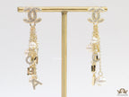 Twin C cz tops with chain alphabet and pearl drops