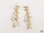 Twin C cz tops with chain alphabet and pearl drops