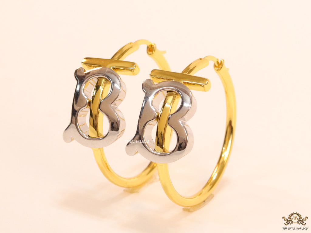 Dual plated hoop earrings with alphabets