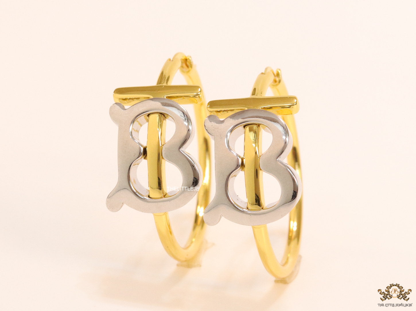 Dual plated hoop earrings with alphabets